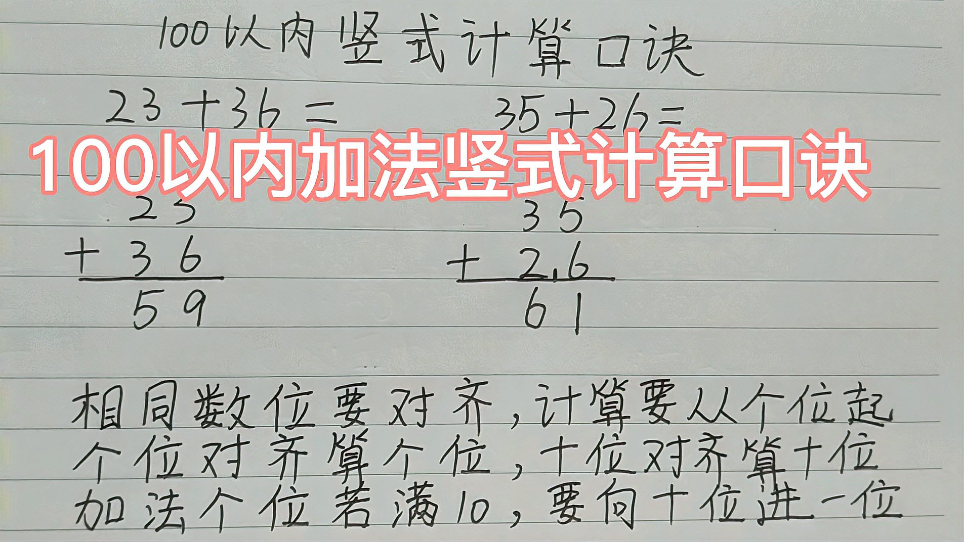 [图]家长要收藏的一百以内加法竖式计算口诀