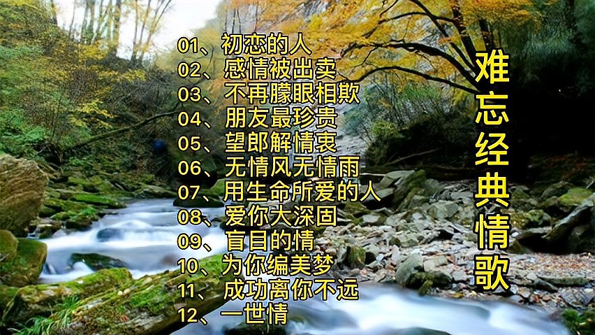 [图]12首难忘经典歌曲《初恋的人》《感情被出卖》《一世情》