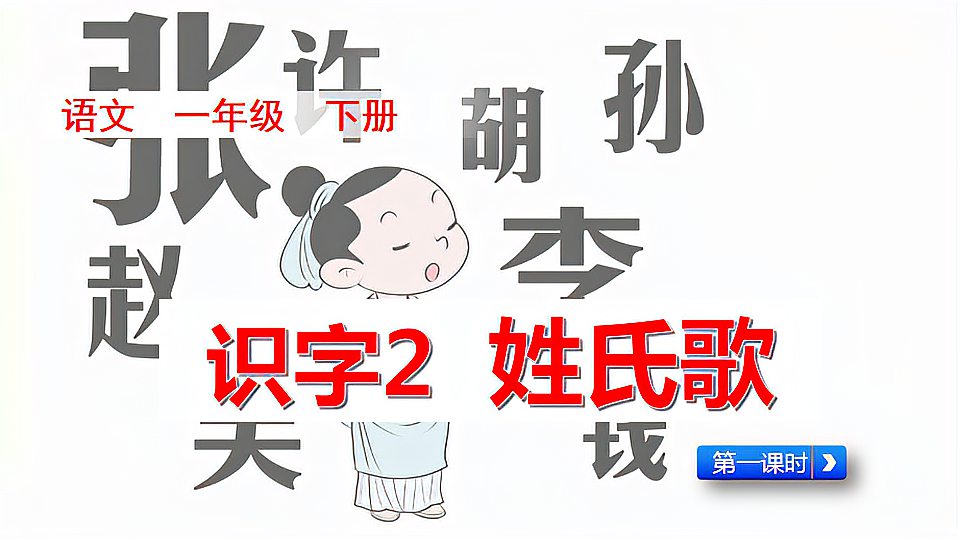 [图]一年级语文下册:识字2 姓氏歌(同步课堂)第1课时