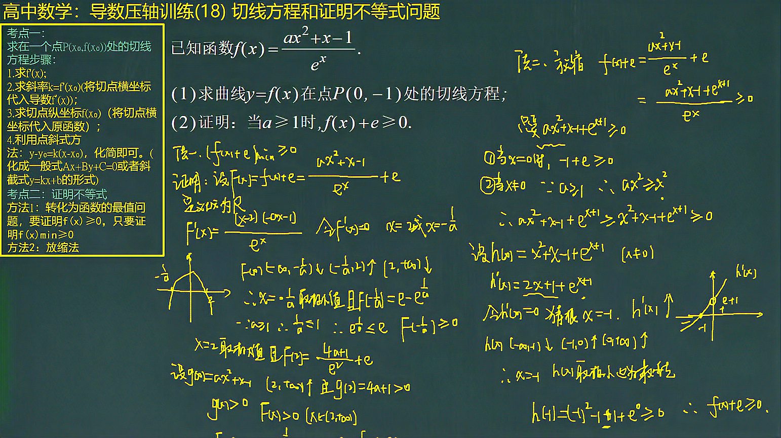 [图]高中数学:导数压轴训练(18)证明不等式和切线方程问题