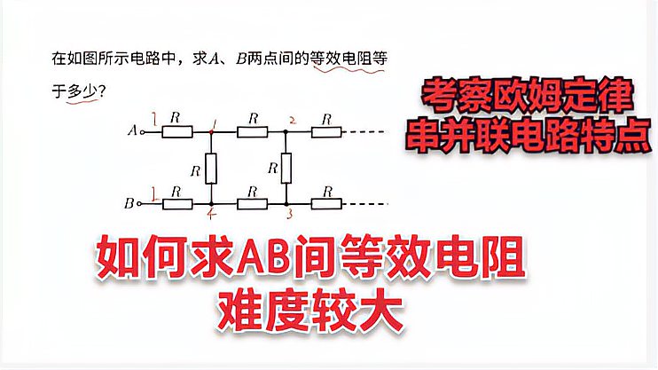 [图]初中物理，电路竞赛题，如何求等效电阻？全班只有5%的人做对