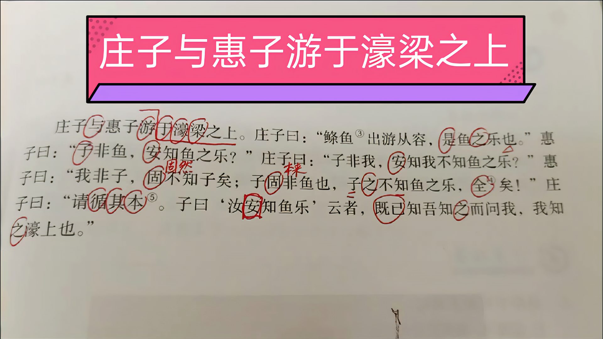 [图]《庄子与惠子游于濠梁之上》重点字词复习