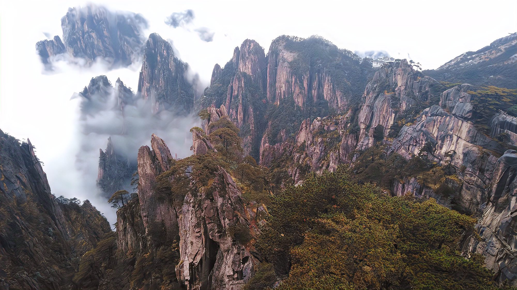 [图]奇松怪石云海绘就一幅天然国画，冒雨登山却很幸运，都不想下山了