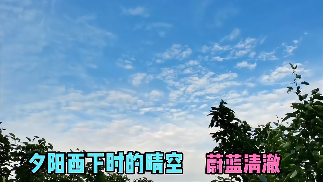 [图]夕阳西下天空晴朗,蔚蓝清澈,漂浮着朵朵白云,景色很美