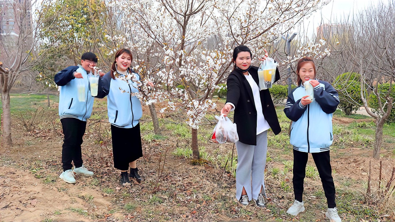 [图]春游1:老师带同学们来公园看樱花,有白的有粉的,太漂亮了