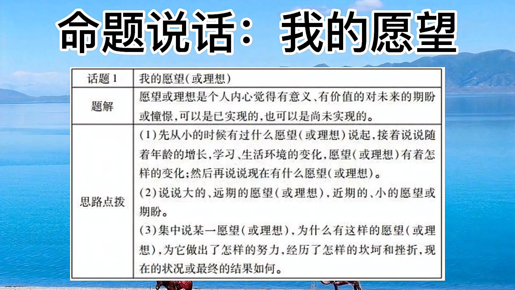 [图]我的愿望命题说话素材3分钟思路点播示范