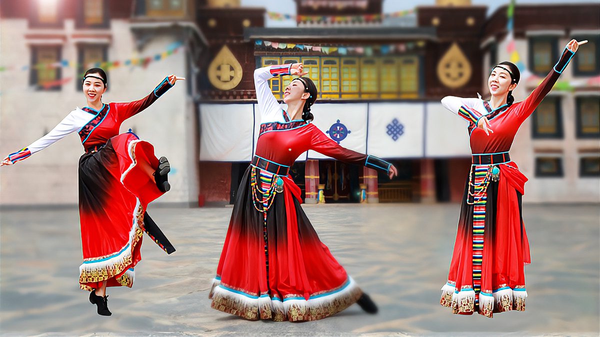 萱萱广场舞《再唱山歌给党听》经典红歌藏族舞,满满的正能量