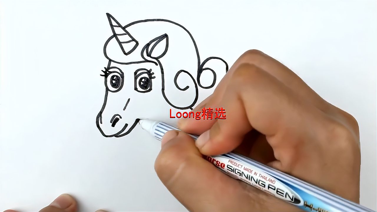 [图]简笔画巧变英语单词unicorn为卡通独角兽形象