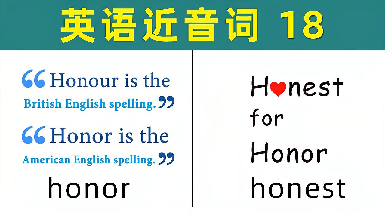 [图]「英语近音词-18」honor,honest 荣耀与正直