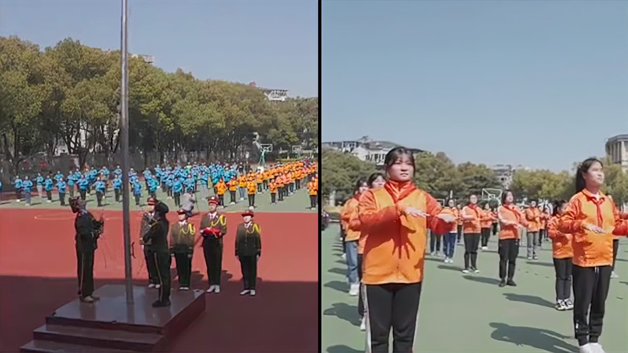 [图]无锡190名听障学生手语唱国歌，动作整齐规范，学生：我感到自豪