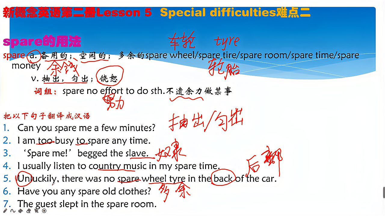 [图]新概念英语第二册Lesson 5 spare的用法