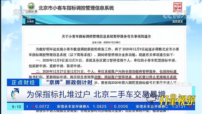 [图]“京牌”新政:为保指标扎堆过户,北京二手车交易暴增|正点财经