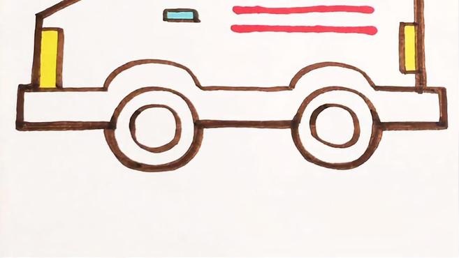 儿歌多多汽车简笔画 第17集 救护车 学画带着医生飞驰的救护车