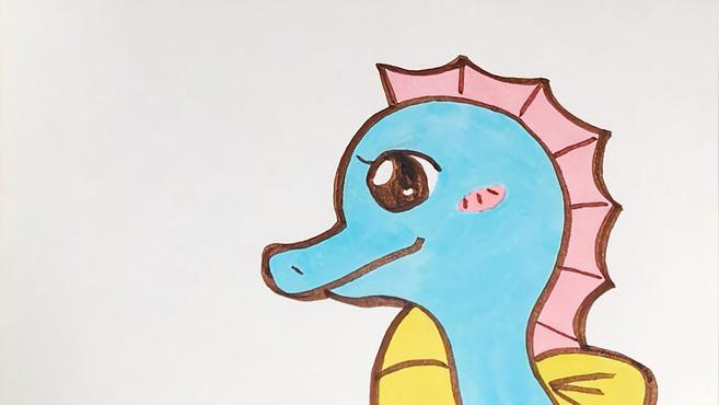 儿歌多多动物简笔画 海马 学画神奇又可爱的海洋动物