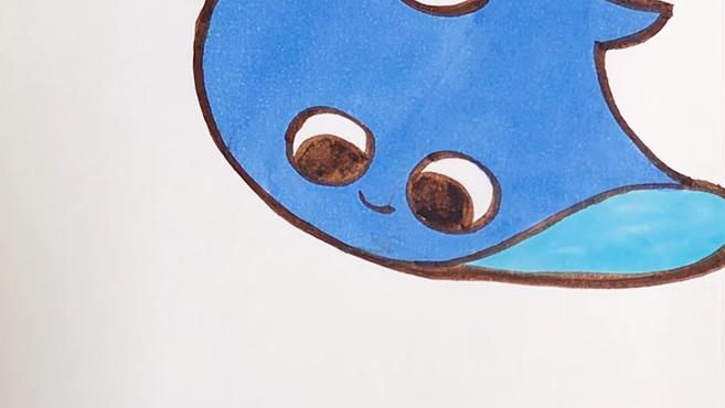 儿歌多多动物简笔画 鳐鱼 宝贝快来学大海中萌萌的飞行者