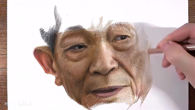 致敬!缅怀!彩铅手绘:袁隆平爷爷