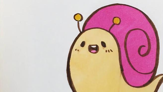 儿歌多多儿童简笔画 蜗牛 宝贝学画简单的可爱小蜗牛