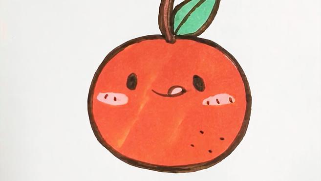 儿歌多多蔬菜水果简笔画 第3集 橙子 一起学画香香甜甜的小橙子
