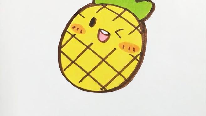 儿歌多多蔬菜水果简笔画 第6集 菠萝 宝贝来学画可爱的卡通菠萝头