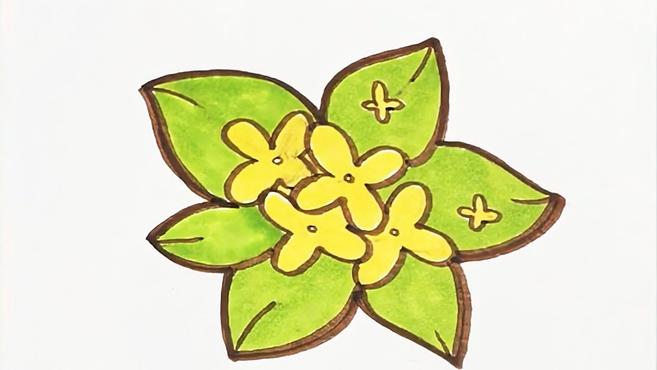 多多学画画 第122集 儿童简笔画 桂花 学画花朵中的桂花小精灵
