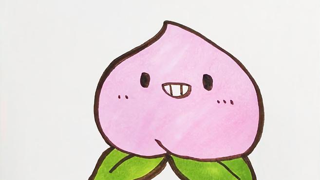 儿歌多多蔬菜水果简笔画 第12集 桃子 学画圆滚滚的可爱卡通桃子