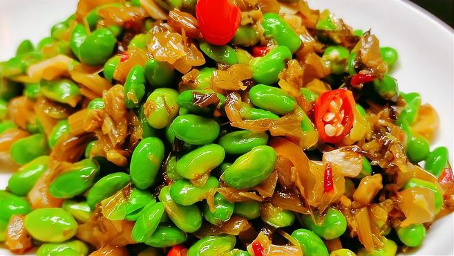 雪菜毛豆子,一道既能当下饭菜又能当早餐咸菜吃的菜