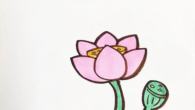 儿歌多多儿童简笔画 荷花 处暑时节学画高雅的荷花