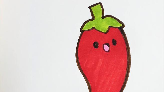 多多学画画 第125集 儿童简笔画 辣椒 用彩笔画可爱的卡通辣椒