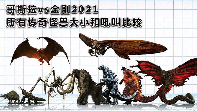 [图]哥斯拉 vs 金刚2021,所有传奇怪兽大小吼叫比较,谁才是怪兽之王