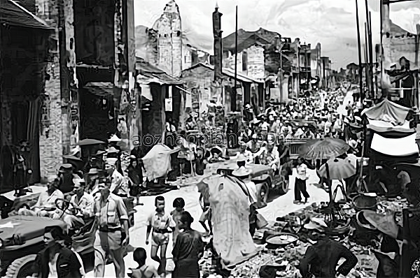 1945年7月广西柳州老照片:日军撤出前焚烧全城的罪恶影像