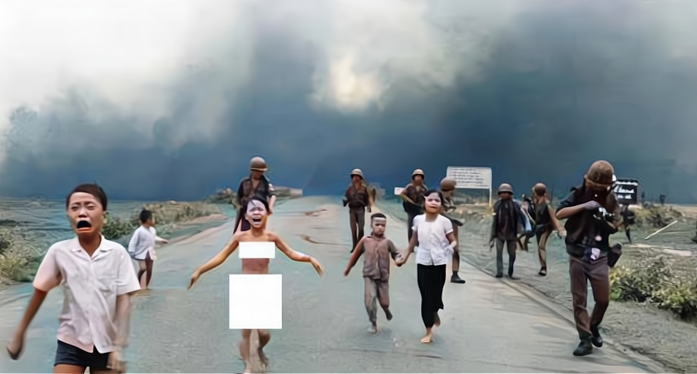 1972年,一个越南小女孩被美军魔鬼炸弹击中,全身烧起来,衣服瞬间被