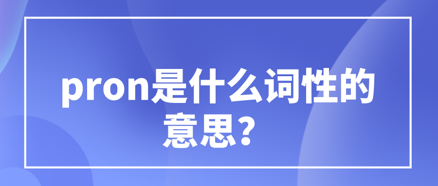 pron是什么词性的意思?