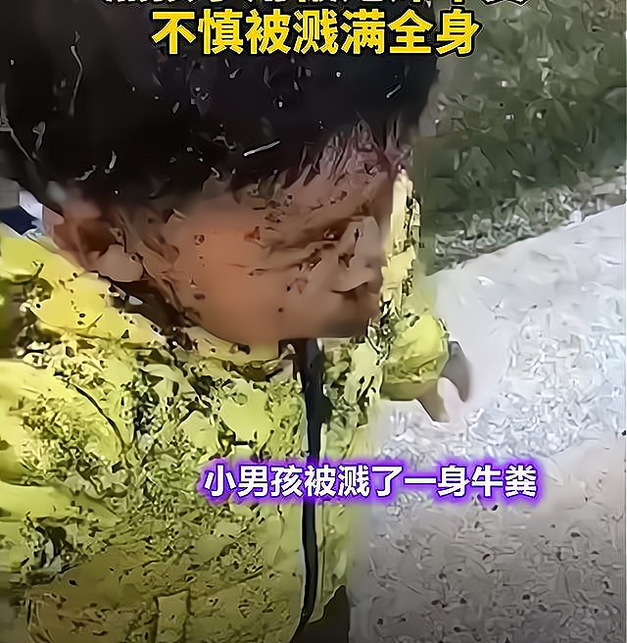 小时候,自己有一次炸牛粪的时候,一不小心炸的自己满身都是牛粪,真是