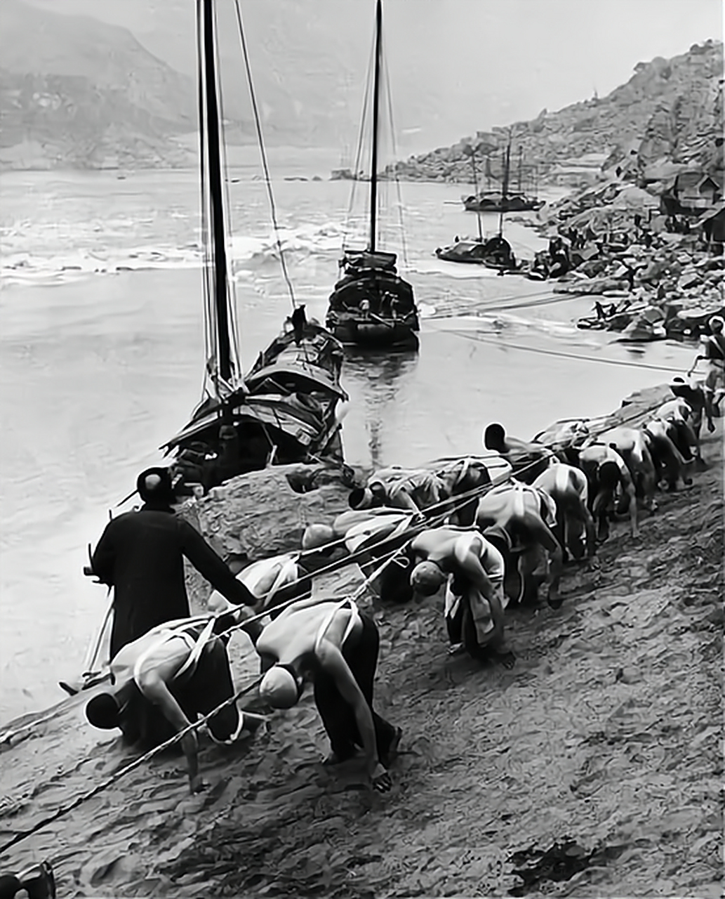 1946年,长江三峡段的纤夫