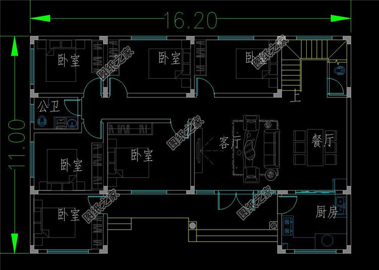 自建房戶型圖一層16米乘11米,功能區域劃分很合理,該有的都有了