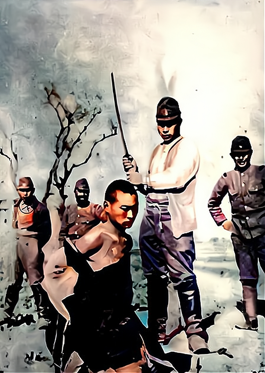 1942年,一个日本侵略者举起屠刀,准备杀害一名中国人.