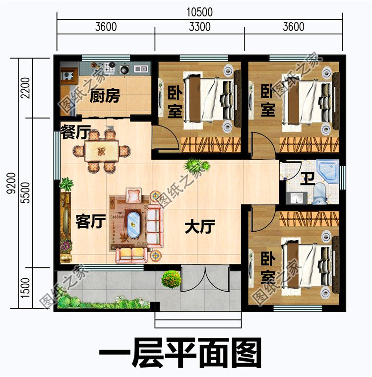 農村三室兩廳平房設計圖,回家給父母建一棟,親戚朋友看了都羨慕