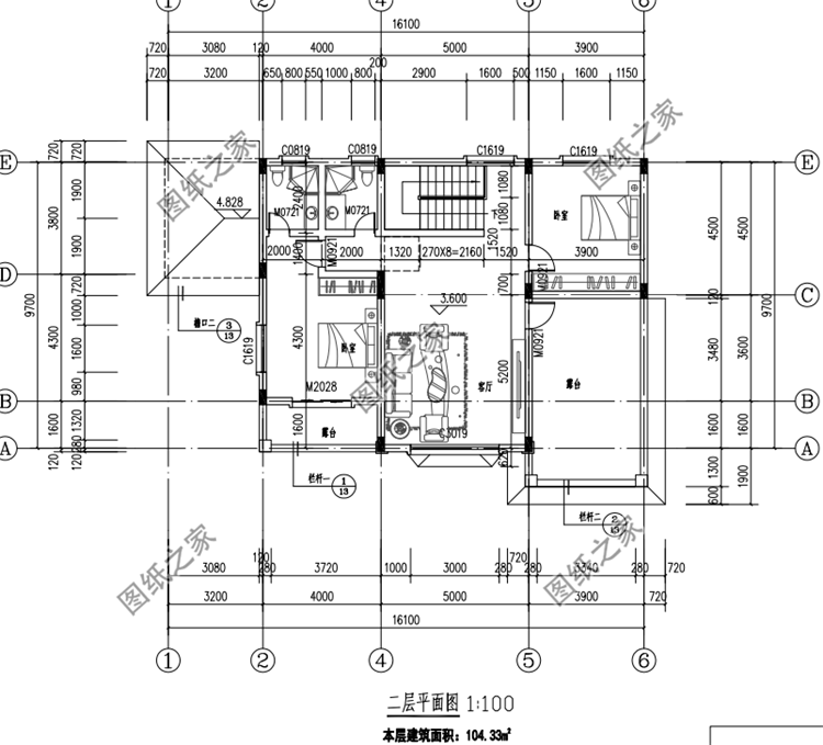 90平米2层小别墅图纸图片