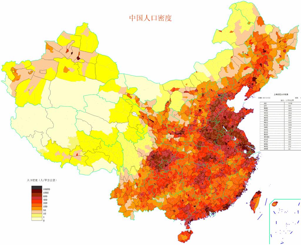 福建人口密度图片