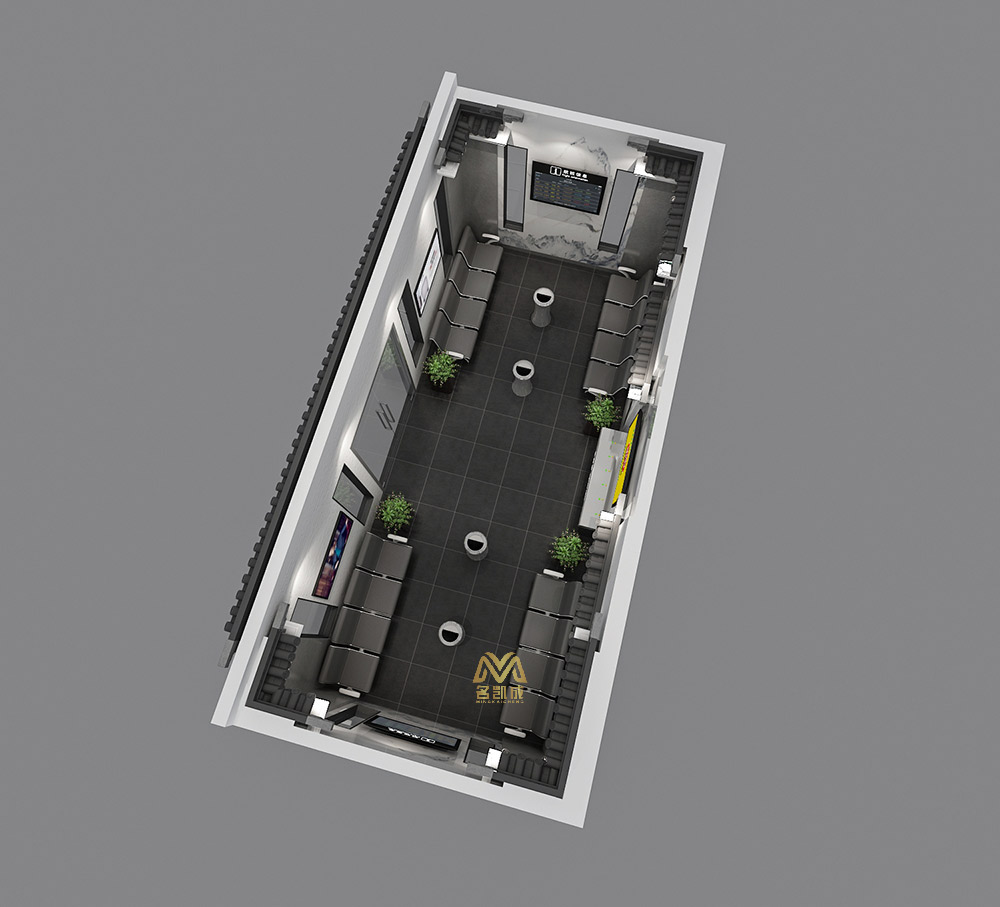 飞机场东六远机位吸烟室休息区设计效果图25㎡