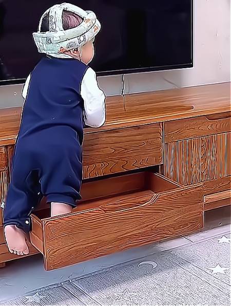 弟弟爬在柜子里面,姐姐担心弟弟,赶紧抱弟弟下来-度小视