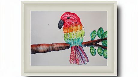 创意儿童画,巧用水彩笔晕染的方法画一只鹦鹉