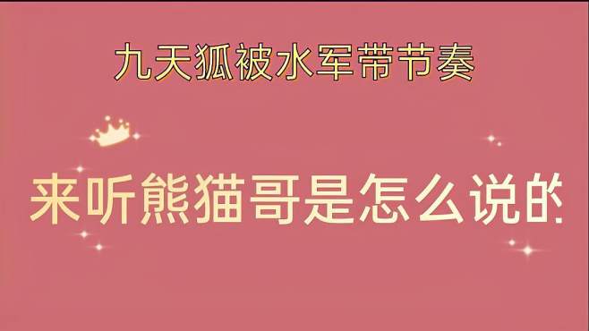 王者荣耀九天狐被黑粉水军骂退游了,来听熊猫哥是怎么说的