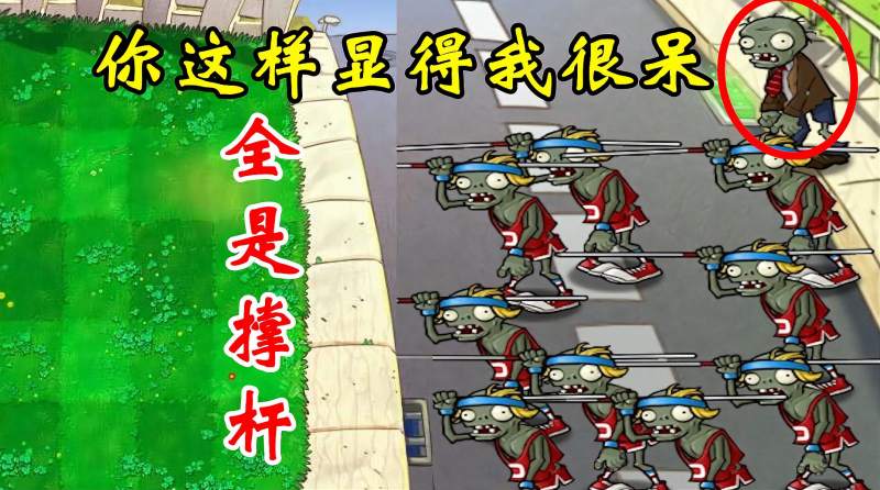 全是撑杆撑杆跳集体进攻这个普通僵尸显得格格不入