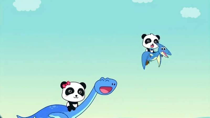 宝宝巴士之恐龙世界翼龙和蛇颈龙是好朋友一起开心地跳舞