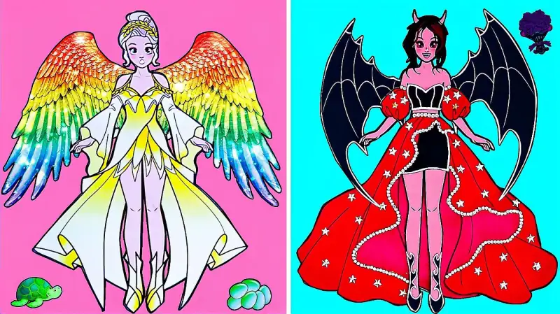 Diy剪纸动画 善良的天使帮助小乌龟找妈妈 收获美艳天使服 好看视频