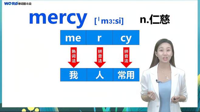 [图]单词筋斗云，一年单词一周记！一分钟记mercy仁慈