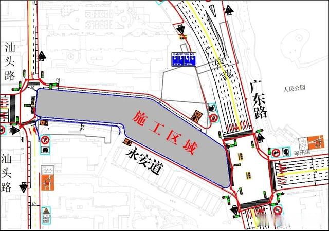 地铁8号线人民公园站车站进行主体施工 5月20日晚间起 永安道施工路段