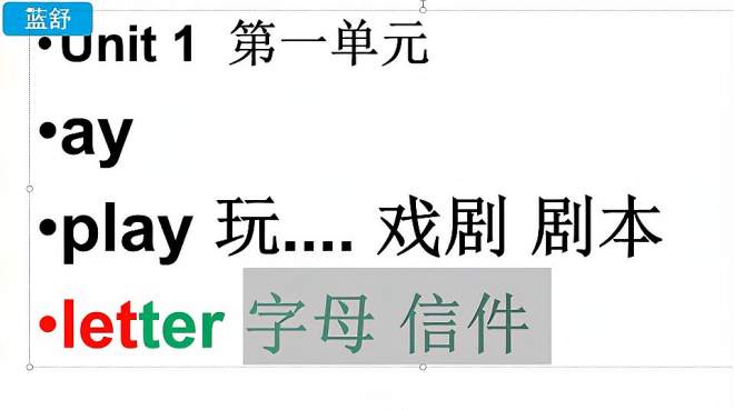 [图]五年级下册英语单词朗读和讲解：letter和 play