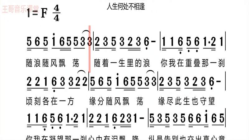 经典歌曲人生何处不相逢有声简谱带你唱